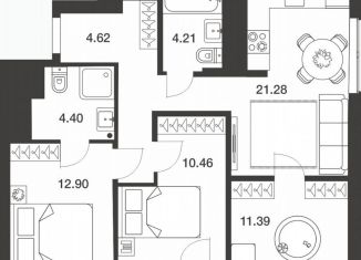 Продаю 3-комнатную квартиру, 72.4 м2, Тула, Центральный территориальный округ