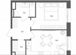 Продажа 1-комнатной квартиры, 42.2 м2, Москва, улица Матросская Тишина, 1Ас71, метро Электрозаводская