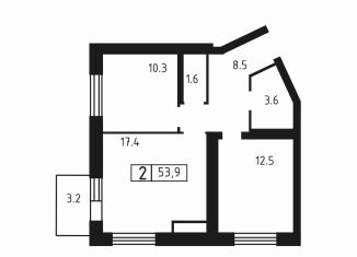 Продажа 2-ком. квартиры, 53.9 м2, Ленинградская область, Вересковая улица, 4к1