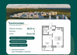 Продажа 1-комнатной квартиры, 38.1 м2, Санкт-Петербург, Ивинская улица, 1к4, муниципальный округ Лахта-Ольгино