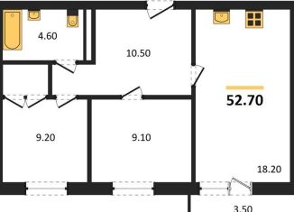 2-комнатная квартира на продажу, 52.7 м2, Калининградская область, Акварельная улица