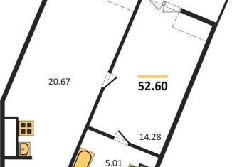 Продаю 1-ком. квартиру, 52.6 м2, Калининград, Октябрьская улица, 12