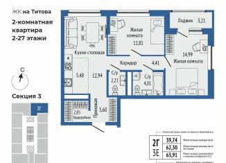 Продается 3-комнатная квартира, 63.9 м2, Свердловская область