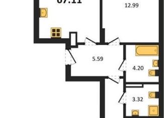 Продается двухкомнатная квартира, 67.1 м2, Калининград, Московский район, Батальная улица, 65Б