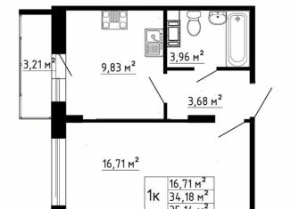 Продаю 1-комнатную квартиру, 34.2 м2, деревня Скотное, Рождественская улица, 2