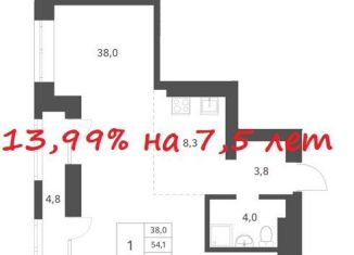 Квартира на продажу студия, 56.5 м2, Новосибирск, Заельцовский район, Красный проспект, 236