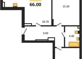 Двухкомнатная квартира на продажу, 66 м2, Калининград, Акварельная улица