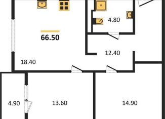 Двухкомнатная квартира на продажу, 66.5 м2, Калининградская область, Весенняя улица, 3