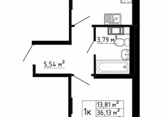 Продается однокомнатная квартира, 36 м2, деревня Скотное, Рождественская улица, 2