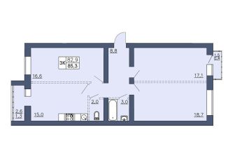 Продается 3-комнатная квартира, 85.3 м2, Павловск