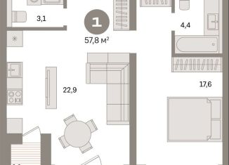 Продам 1-комнатную квартиру, 57.8 м2, Санкт-Петербург, муниципальный округ Морской