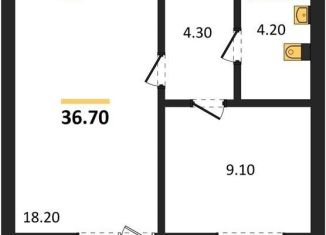 Однокомнатная квартира на продажу, 36.7 м2, Калининград, Акварельная улица