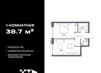 Продаю 1-ком. квартиру, 38.7 м2, Москва, метро Люблино