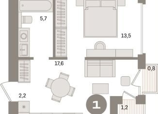 Продаю 1-ком. квартиру, 41.1 м2, Санкт-Петербург, муниципальный округ Морской