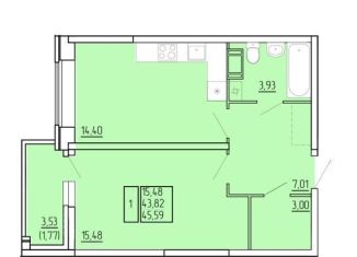 1-ком. квартира на продажу, 45.6 м2, Северодвинск