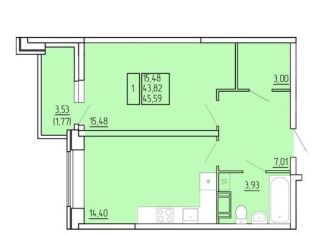 Продам однокомнатную квартиру, 45.6 м2, Северодвинск