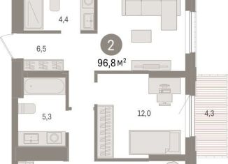 Продаю 2-ком. квартиру, 96.8 м2, Липецк, площадь Петра Великого, 1