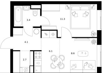 Продам 1-ком. квартиру, 36.2 м2, Москва, район Гольяново