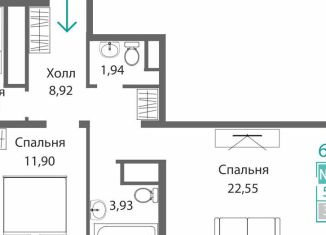 2-ком. квартира на продажу, 60.7 м2, Симферополь