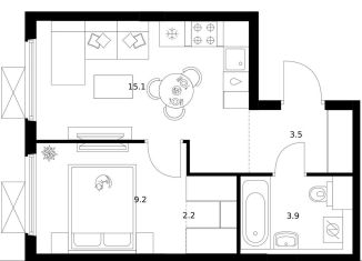 Продам 1-ком. квартиру, 33.9 м2, Мытищи