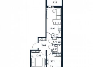 Продается 2-ком. квартира, 48.9 м2, Мурино