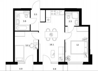 Продам 2-комнатную квартиру, 51.7 м2, Москва