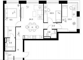 Продаю 3-ком. квартиру, 77.1 м2, Москва