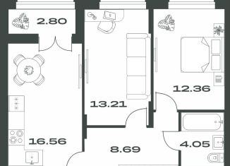 Продается 2-комнатная квартира, 57.7 м2, Тула