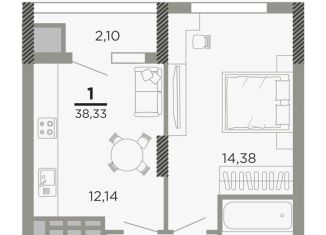 Продается 1-комнатная квартира, 37.3 м2, Рязань, Совхозная улица, 6, ЖК Мартовский