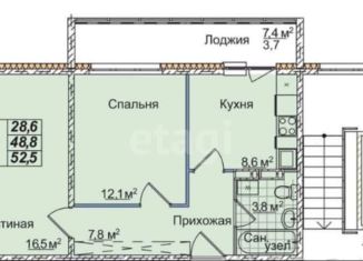 Продаю 2-ком. квартиру, 52.5 м2, Кемерово, 1-я Заречная улица, 9к1