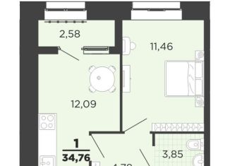 Продажа 1-ком. квартиры, 33.5 м2, Рязань, Московский район, Семчинская улица, 8