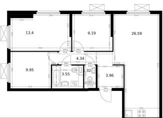 Продам трехкомнатную квартиру, 71.4 м2, Москва, Дорожная улица, 46к1