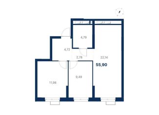 Продаю двухкомнатную квартиру, 55.9 м2, Екатеринбург, метро Ботаническая