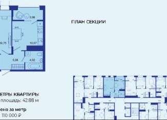 Продается 1-ком. квартира, 42.9 м2, Брянская область