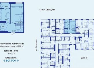 1-ком. квартира на продажу, 43.2 м2, Брянская область