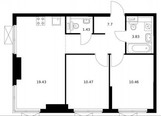 Продажа 2-комнатной квартиры, 52.8 м2, Москва