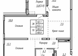 Продажа квартиры свободная планировка, 66 м2, Барнаул