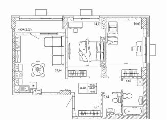 Продам 3-комнатную квартиру, 73.8 м2, Ростов-на-Дону, проспект Стачки, 200с2