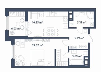 Продается 1-комнатная квартира, 56.6 м2, Санкт-Петербург, метро Фрунзенская