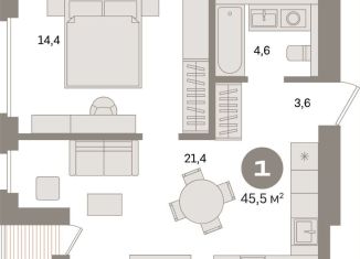 Продается 1-комнатная квартира, 45.5 м2, Санкт-Петербург, муниципальный округ Морской