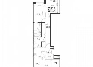 Продажа 2-ком. квартиры, 90.4 м2, Москва, улица Вильгельма Пика, 1, ЖК Режиссёр