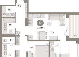 2-ком. квартира на продажу, 77.9 м2, Санкт-Петербург, Василеостровский район