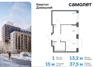 1-комнатная квартира на продажу, 37.5 м2, Москва, жилой комплекс Квартал Домашний, 2, станция Курьяново