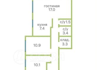 Продается 2-ком. квартира, 63 м2, Тюмень, Центральный округ, улица Муравленко, 9