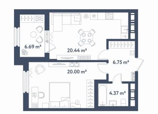 Продается однокомнатная квартира, 54.9 м2, Санкт-Петербург, метро Фрунзенская