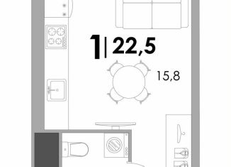 Продается квартира студия, 22.6 м2, деревня Батино