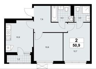 Продается 2-комнатная квартира, 50.9 м2, Москва, ДСК Актер, 6с1