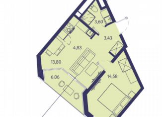 Продажа 2-ком. квартиры, 46.3 м2, посёлок городского типа Ливадия