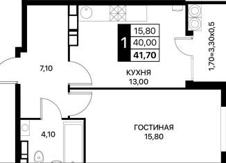 Продаю однокомнатную квартиру, 41.7 м2, Ростов-на-Дону