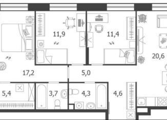 Продаю 3-комнатную квартиру, 84.6 м2, Москва